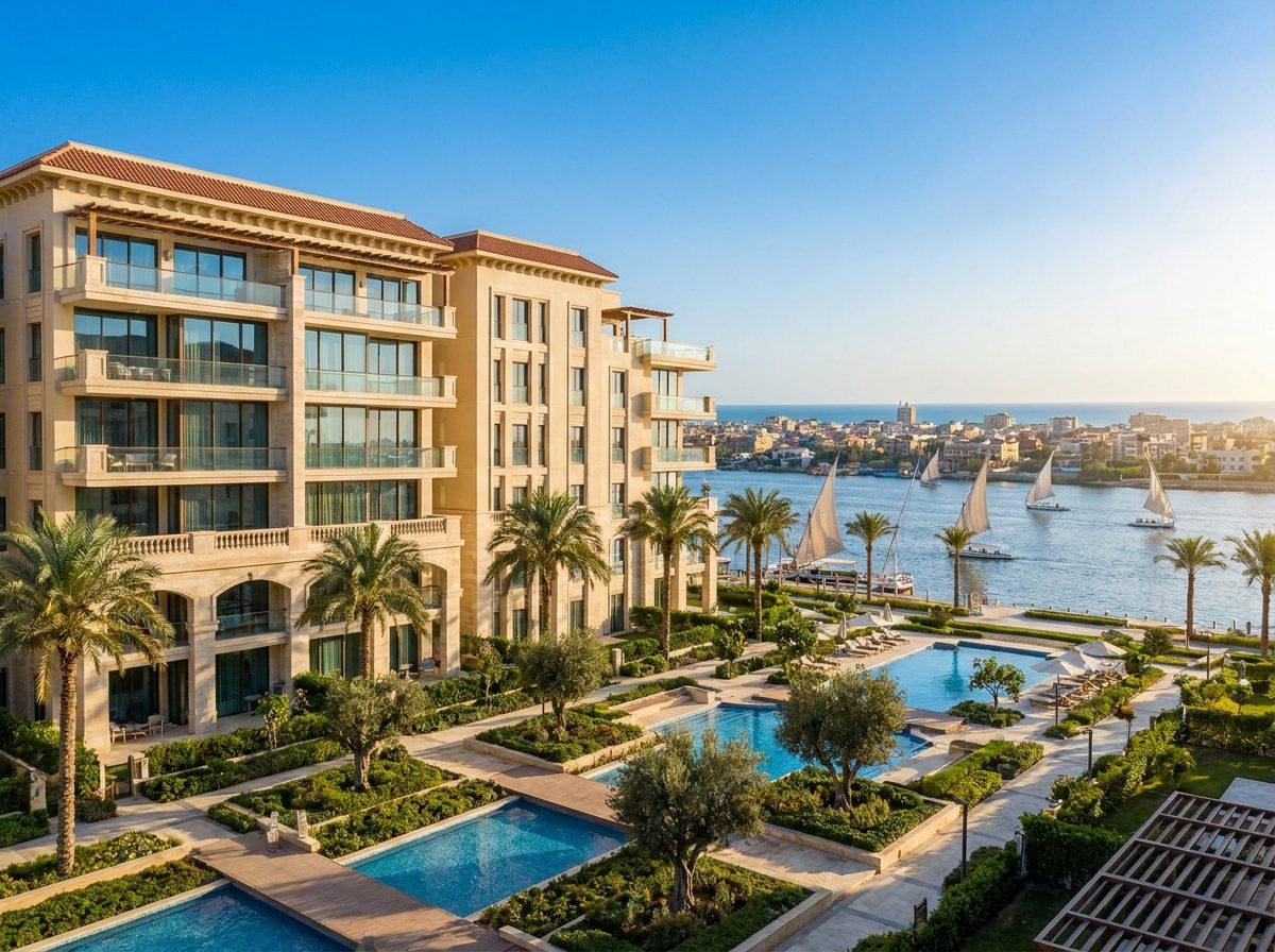 عمارات سكنية بحدائق وإطلالة نهرية