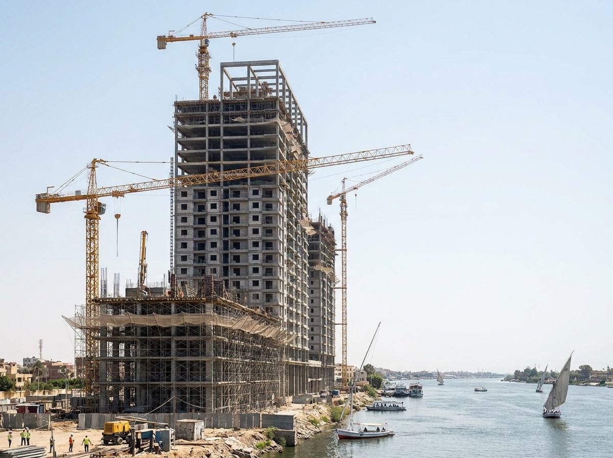 برج سكني قيد البناء بإطلالة نهرية